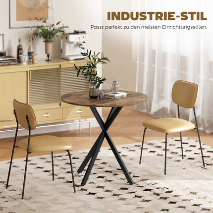 Round Dining Table, Wood-Look Surface, 80 cm, Adjustable Feet