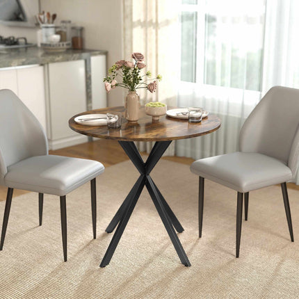 Round Dining Table, Wood-Look Surface, 80 cm, Adjustable Feet