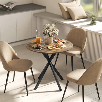 Round Dining Table, Wood-Look Surface, 80 cm, Adjustable Feet