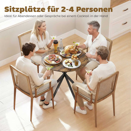 Round Dining Table, Wood-Look Surface, 80 cm, Adjustable Feet