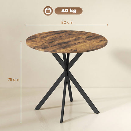 Round Dining Table, Wood-Look Surface, 80 cm, Adjustable Feet