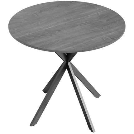 Round Dining Table, Wood-Look Surface, 80 cm, Steel Frame