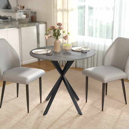 Round Dining Table, Wood-Look Surface, 80 cm, Steel Frame