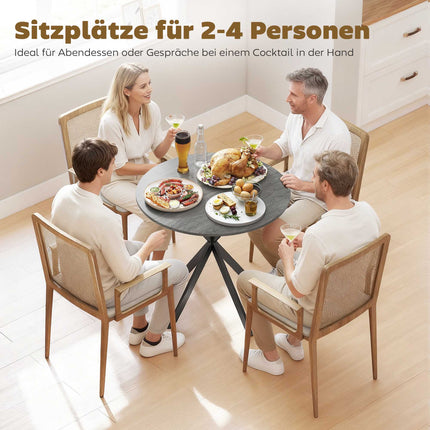 Round Dining Table, Wood-Look Surface, 80 cm, Steel Frame