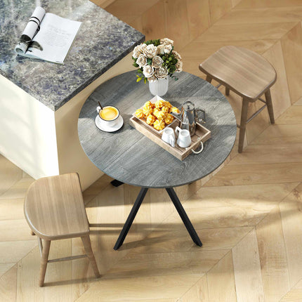 Round Dining Table, Wood-Look Surface, 80 cm, Steel Frame