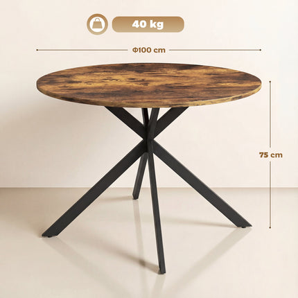 Kulatý jídelní stůl, povrch ve vzhledu dřeva, pro 4 osoby, Ø100 cm