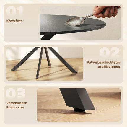Runder Esstisch, Holzoptik, für 4 Personen, 120 cm