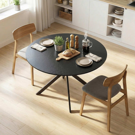 Runder Esstisch, Holzoptik, für 4 Personen, 120 cm