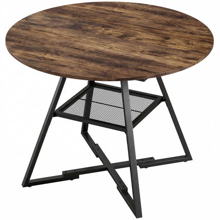 Runder Esstisch für 4 Personen, 100 cm, rustikale Holzoptik braun