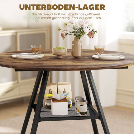 Runder Esstisch für 4 Personen, 100 cm, rustikale Holzoptik braun