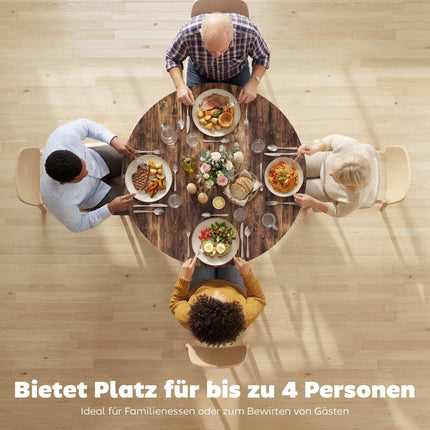 Runder Esstisch für 4 Personen, 100 cm, rustikale Holzoptik braun
