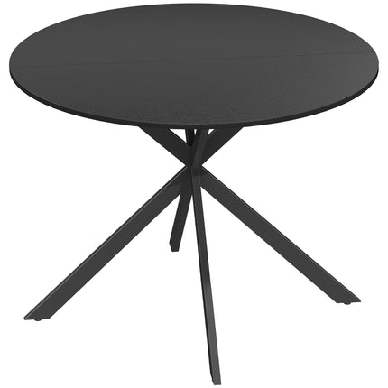 Round Dining Table for 4, Industrial Style, Black