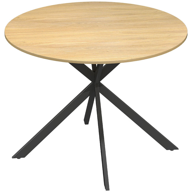 Kulatý jídelní stůl pro 4 osoby, industriální styl, dub