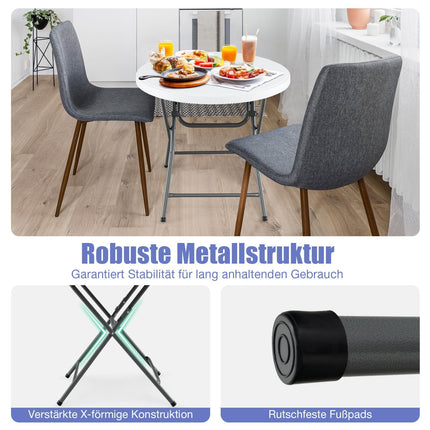 Round Folding Table, 81cm, Weatherproof HDPE, Metal Legs