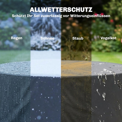 Runde Gartenmöbelabdeckung, wasserdicht, 420D Oxford, Schwarz