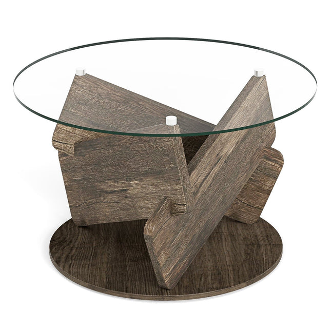 Runder Couchtisch aus Glas, 81 cm, Tischplatte aus gehärtetem Glas