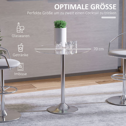 Runder Esstisch aus Glas, 70 cm, Metallgestell