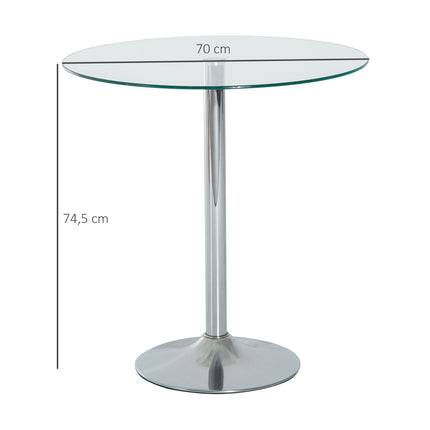 Runder Esstisch aus Glas, 70 cm, Metallgestell