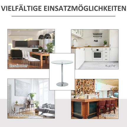 Runder Esstisch aus Glas, 70 cm, Metallgestell