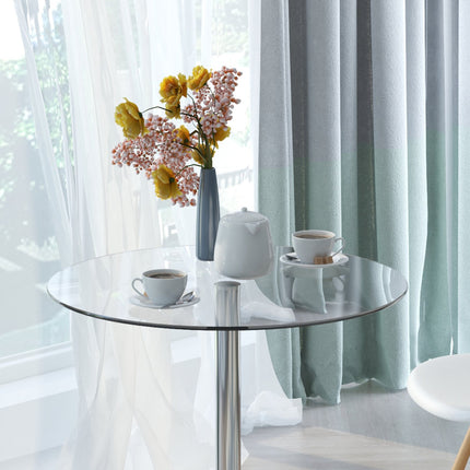 Runder Esstisch aus Glas, 70 cm, Metallgestell