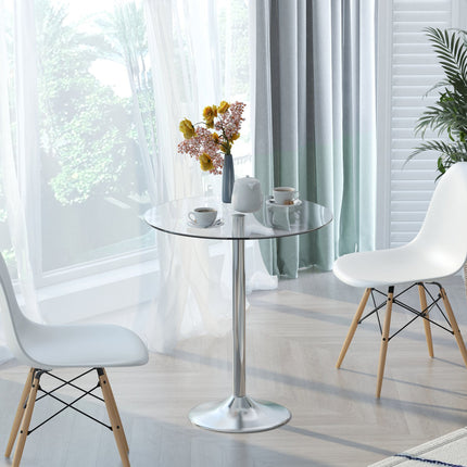 Runder Esstisch aus Glas, 70 cm, Metallgestell
