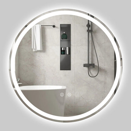 Round LED Bathroom Mirror, 70 cm, Adjustable Brightness