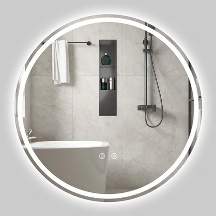 Runder LED-Badezimmerspiegel, einstellbare Helligkeit, Ø80 cm