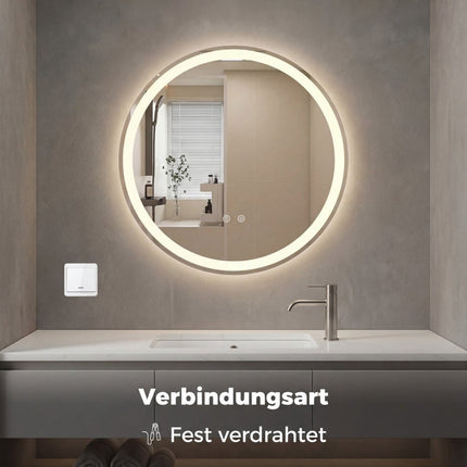 Runder LED-Badezimmerspiegel, einstellbare Helligkeit, Ø80 cm