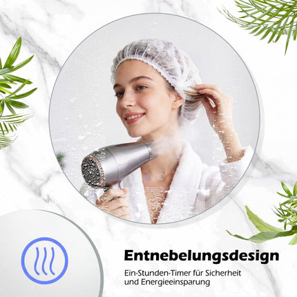 Runder LED-Badezimmerspiegel, einstellbare Helligkeit und Antibeschlag