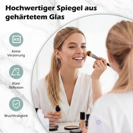 Runder LED-Badezimmerspiegel, einstellbare Helligkeit und Antibeschlag