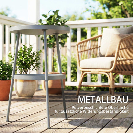 Runder Metall-Beistelltisch für draußen, 36 cm, Dunkelgrau