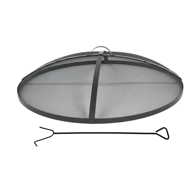 Round Metal Spark Guard for Fire Pits with Poker, 90 cm