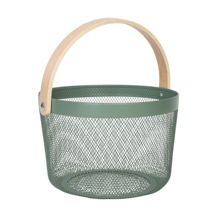 Round Metal Wire Storage Basket with Handle