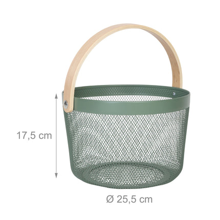 Round Metal Wire Storage Basket with Handle