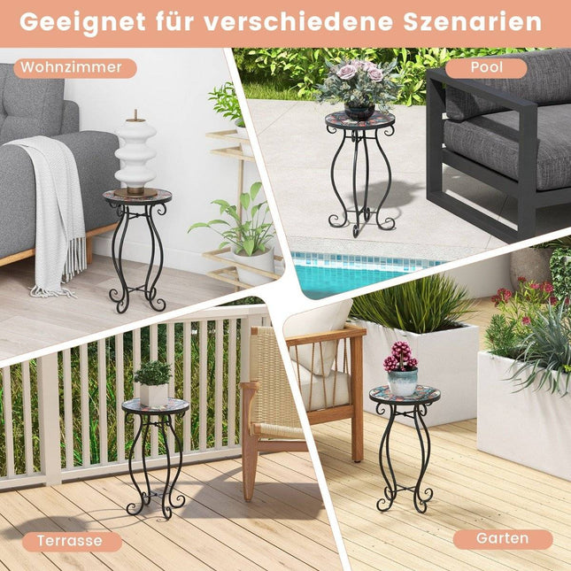 Runder Mosaik-Beistelltisch – 30x50 cm, innen/außen