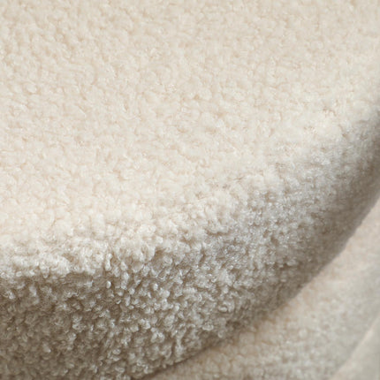 Round Ottoman, Teddy Fleece, 120kg Capacity, Beige