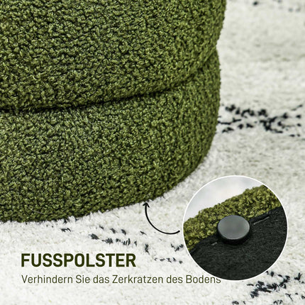 Runder Ottoman, Teddyfleece, 120 kg Tragkraft, Grün