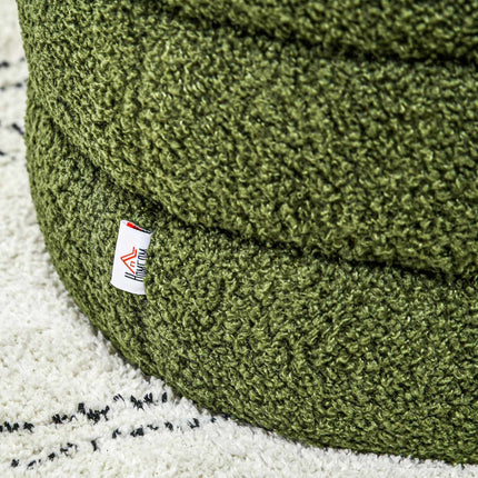 Runder Ottoman, Teddyfleece, 120 kg Tragkraft, Grün