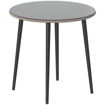 Runder Outdoor-Esstisch, 80 cm, Glas & Rattan