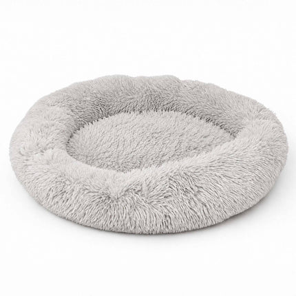 Rundes Plüschhundebett, 60 cm – Hellgrau
