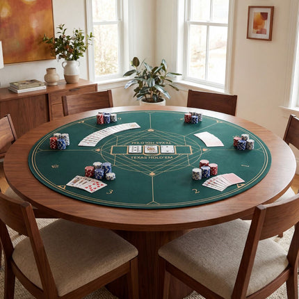 Runde Pokermatte 47 Zoll, rutschfeste Gummiunterseite, Grün