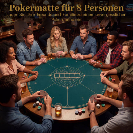 Kulatá pokerová podložka na stůl, protiskluzová, skládací, 100 cm, 8 hráčů