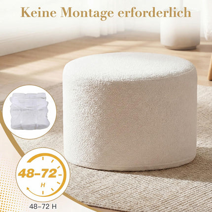 Runder Pouf Ottoman, 45x35 cm, Schaumstofffüllung, Beige