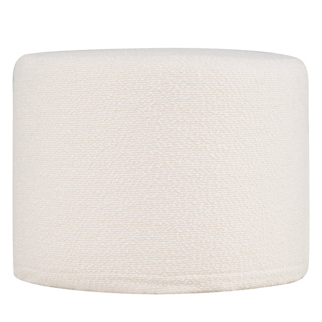 Round Pouf Ottoman, 45x35 cm, Foam-Filled, Beige