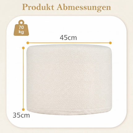 Runder Pouf Ottoman, 45x35 cm, Schaumstofffüllung, Beige