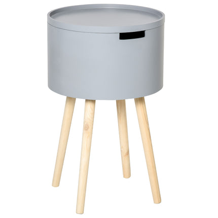 Gray & Natural Scandinavian Round Side Table - MDF Pine
