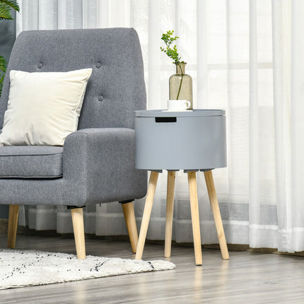 Gray & Natural Scandinavian Round Side Table - MDF Pine
