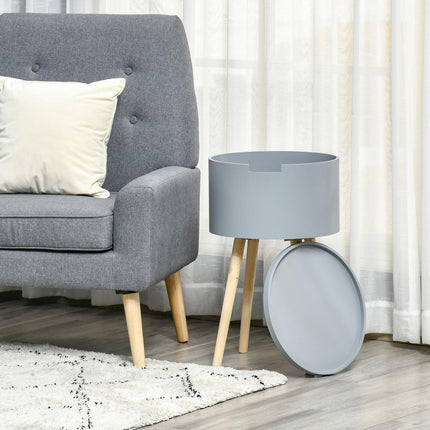 Gray & Natural Scandinavian Round Side Table - MDF Pine