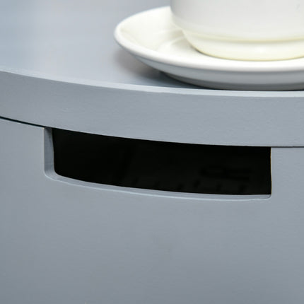 Gray & Natural Scandinavian Round Side Table - MDF Pine