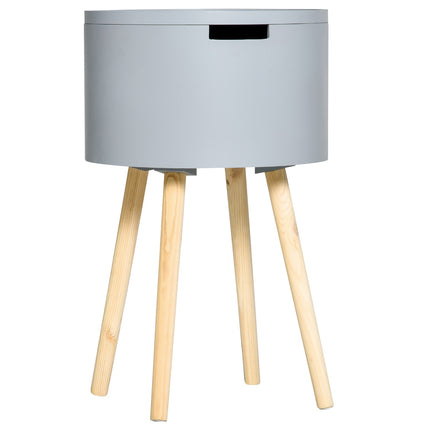 Gray & Natural Scandinavian Round Side Table - MDF Pine
